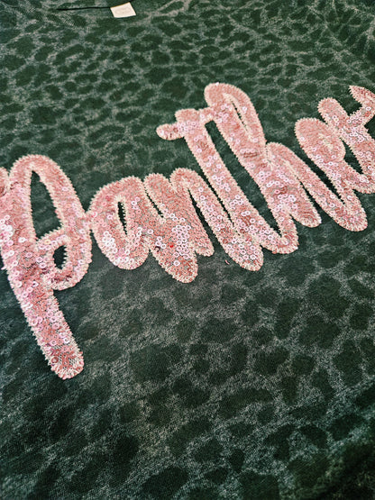 Panthers Sequin Applique Leopard Tee